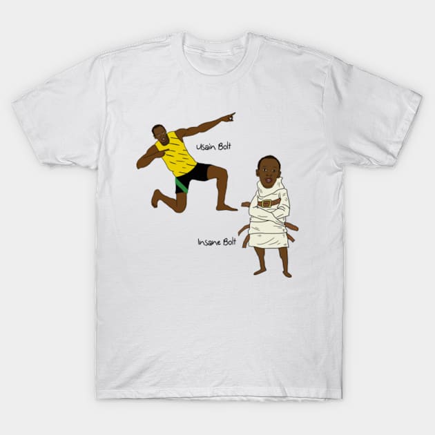 Usain Bolt/Insane Bolt T-Shirt by Barnyardy